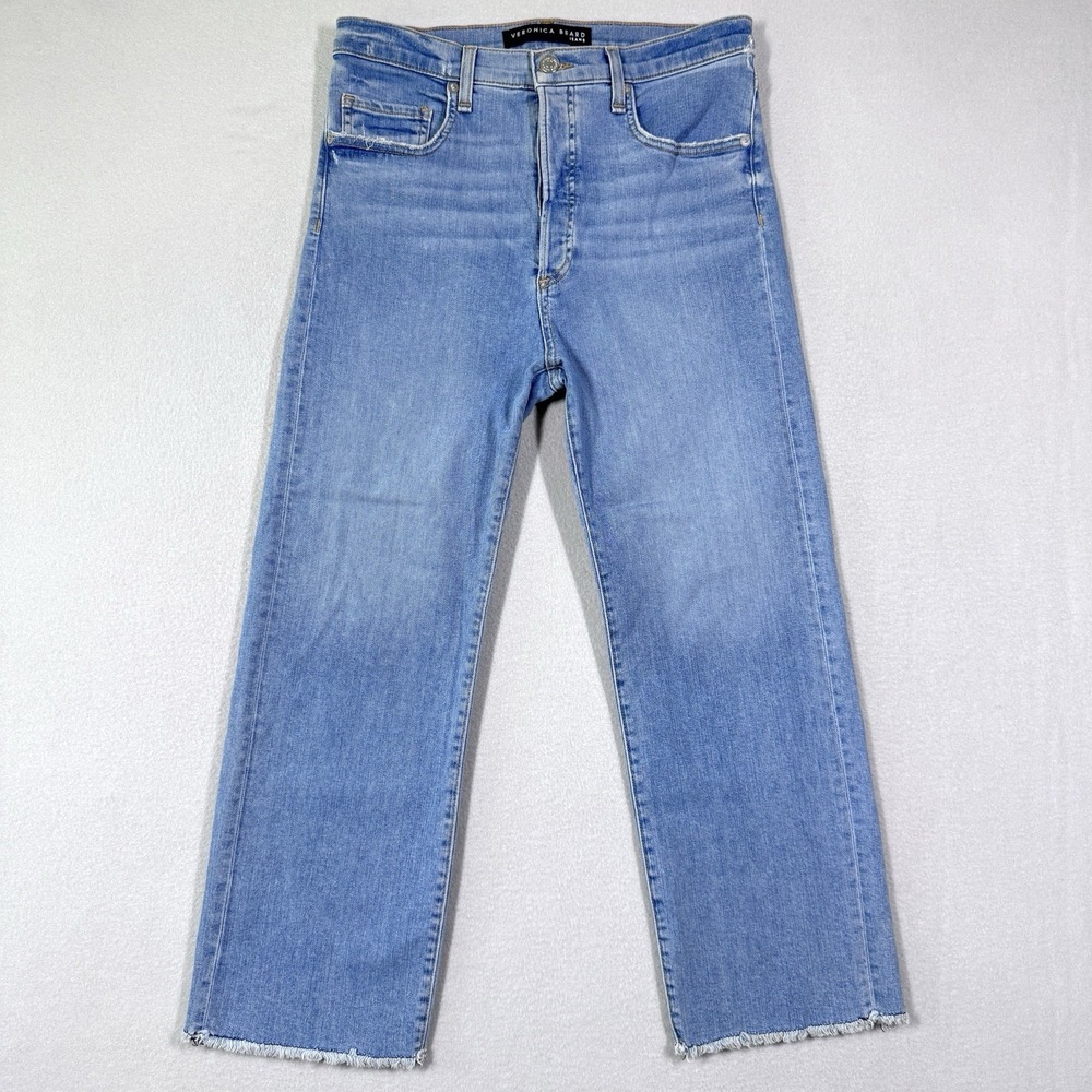 Veronica Beard Jeans Women 29 Rockwell Straight 11.5" Antique Wash Cropped Denim
